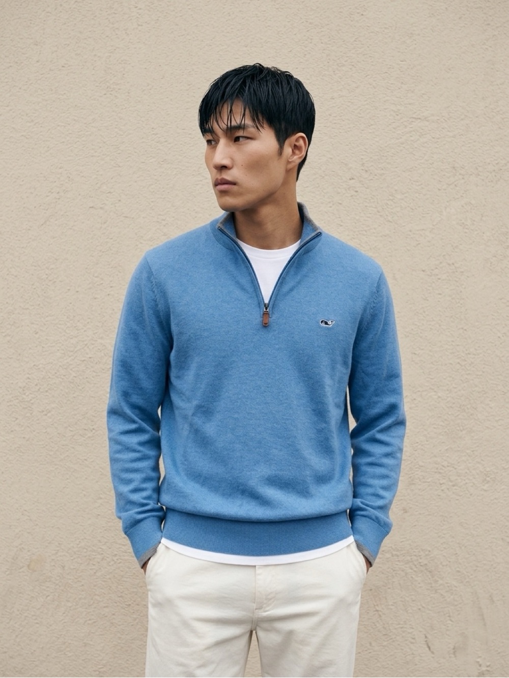 Vineyard Vines Men's Blue 1/4 Zip Sweater, Small | Coastal Preppy Old Money